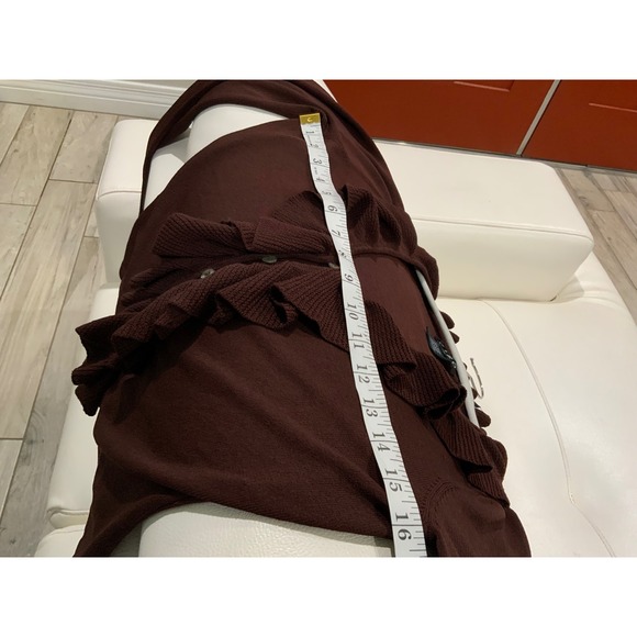 Cabo Brown chocolate Ruffle Cardigan Button Front Long Sleeve Women's M - Picture 7 of 14